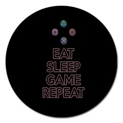 Eat Sleep Game Repeat Magnet 5  (round) by Valentinaart