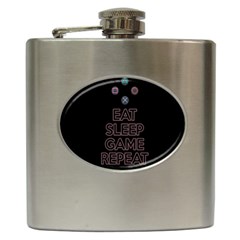 Eat Sleep Game Repeat Hip Flask (6 Oz) by Valentinaart