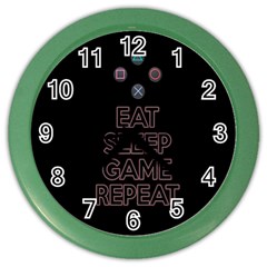 Eat Sleep Game Repeat Color Wall Clocks by Valentinaart