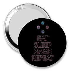 Eat Sleep Game Repeat 3  Handbag Mirrors by Valentinaart