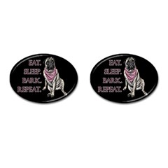 Eat, Sleep, Bark, Repeat Pug Cufflinks (oval) by Valentinaart