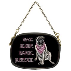 Eat, Sleep, Bark, Repeat Pug Chain Purses (two Sides)  by Valentinaart