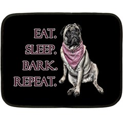 Eat, Sleep, Bark, Repeat Pug Double Sided Fleece Blanket (mini)  by Valentinaart