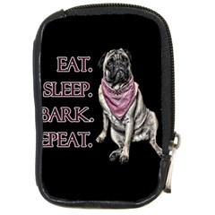 Eat, Sleep, Bark, Repeat Pug Compact Camera Cases by Valentinaart