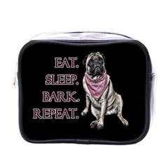 Eat, Sleep, Bark, Repeat Pug Mini Toiletries Bags by Valentinaart