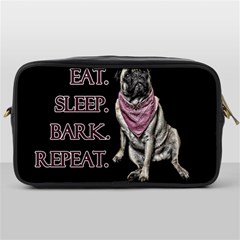 Eat, Sleep, Bark, Repeat Pug Toiletries Bags by Valentinaart