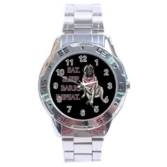 Eat, Sleep, Bark, Repeat Pug Stainless Steel Analogue Watch by Valentinaart