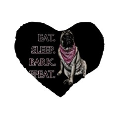 Eat, Sleep, Bark, Repeat Pug Standard 16  Premium Heart Shape Cushions by Valentinaart