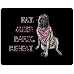 Eat, Sleep, Bark, Repeat Pug Double Sided Fleece Blanket (medium)  by Valentinaart