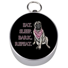 Eat, Sleep, Bark, Repeat Pug Silver Compasses by Valentinaart