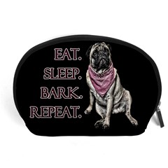 Eat, Sleep, Bark, Repeat Pug Accessory Pouches (large)  by Valentinaart