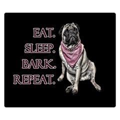 Eat, Sleep, Bark, Repeat Pug Double Sided Flano Blanket (small)  by Valentinaart