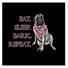 Eat, Sleep, Bark, Repeat Pug Large Satin Scarf (square) by Valentinaart