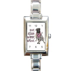 Eat, Sleep, Bark, Repeat Pug Rectangle Italian Charm Watch by Valentinaart