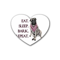 Eat, Sleep, Bark, Repeat Pug Heart Coaster (4 Pack)  by Valentinaart