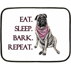 Eat, Sleep, Bark, Repeat Pug Double Sided Fleece Blanket (mini)  by Valentinaart