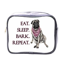 Eat, Sleep, Bark, Repeat Pug Mini Toiletries Bags by Valentinaart