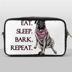 Eat, Sleep, Bark, Repeat Pug Toiletries Bags by Valentinaart