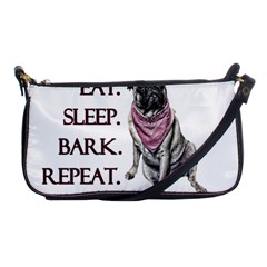 Eat, Sleep, Bark, Repeat Pug Shoulder Clutch Bags by Valentinaart