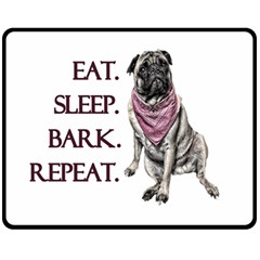 Eat, Sleep, Bark, Repeat Pug Fleece Blanket (medium)  by Valentinaart