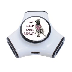 Eat, Sleep, Bark, Repeat Pug 3-port Usb Hub by Valentinaart