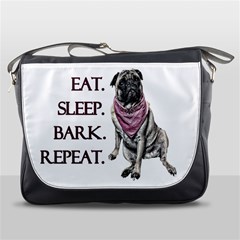 Eat, Sleep, Bark, Repeat Pug Messenger Bags by Valentinaart