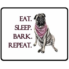 Eat, Sleep, Bark, Repeat Pug Double Sided Fleece Blanket (medium)  by Valentinaart