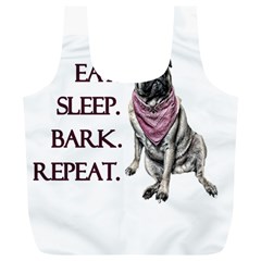 Eat, Sleep, Bark, Repeat Pug Full Print Recycle Bags (l)  by Valentinaart