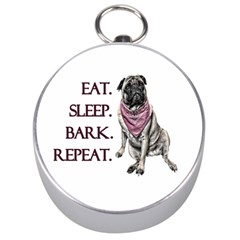 Eat, Sleep, Bark, Repeat Pug Silver Compasses by Valentinaart