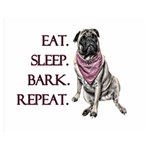 Eat, sleep, bark, repeat pug Double Sided Flano Blanket (Medium)  60 x50  Blanket Front