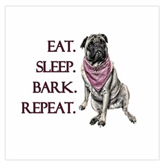 Eat, Sleep, Bark, Repeat Pug Large Satin Scarf (square) by Valentinaart