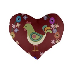 Easter Standard 16  Premium Flano Heart Shape Cushions by Valentinaart