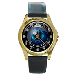 Camera Lens Prime Photography Round Gold Metal Watch