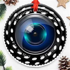 Camera Lens Prime Photography Round Filigree Ornament (Two Sides)