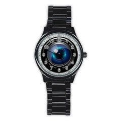 Camera Lens Prime Photography Stainless Steel Round Watch