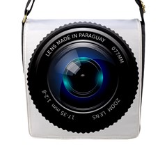 Camera Lens Prime Photography Flap Messenger Bag (L) 