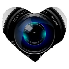 Camera Lens Prime Photography Large 19  Premium Flano Heart Shape Cushions