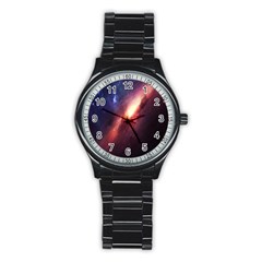 Digital Space Universe Stainless Steel Round Watch