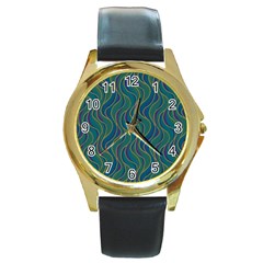 Pattern Round Gold Metal Watch by Valentinaart