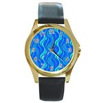 Pattern Round Gold Metal Watch Front