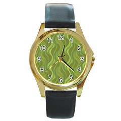 Pattern Round Gold Metal Watch