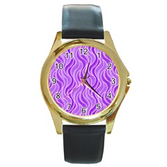 Pattern Round Gold Metal Watch