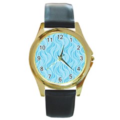 Pattern Round Gold Metal Watch