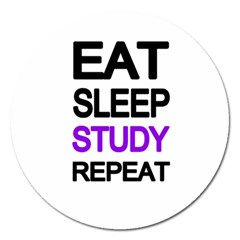 Eat sleep study repeat Magnet 5  (Round)