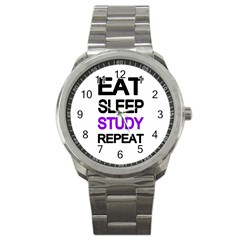 Eat sleep study repeat Sport Metal Watch