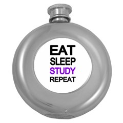 Eat sleep study repeat Round Hip Flask (5 oz)