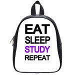 Eat sleep study repeat School Bags (Small)  Front