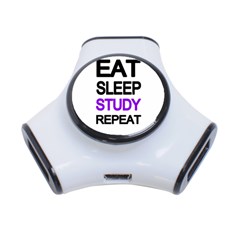 Eat sleep study repeat 3-Port USB Hub