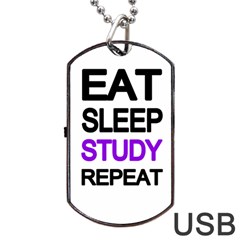 Eat sleep study repeat Dog Tag USB Flash (One Side)