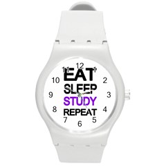 Eat sleep study repeat Round Plastic Sport Watch (M)